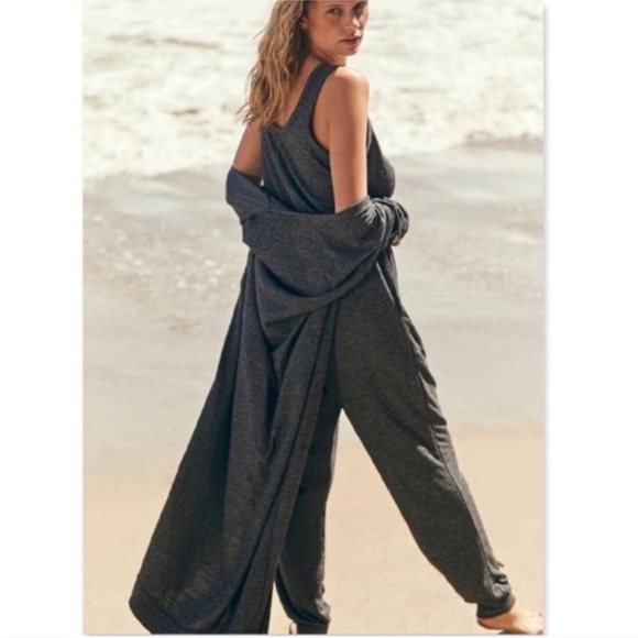Free People Beach Bicoastal Jogger Jumpsuit Charcoal Heather Gray Size Medium - Picture 7 of 15